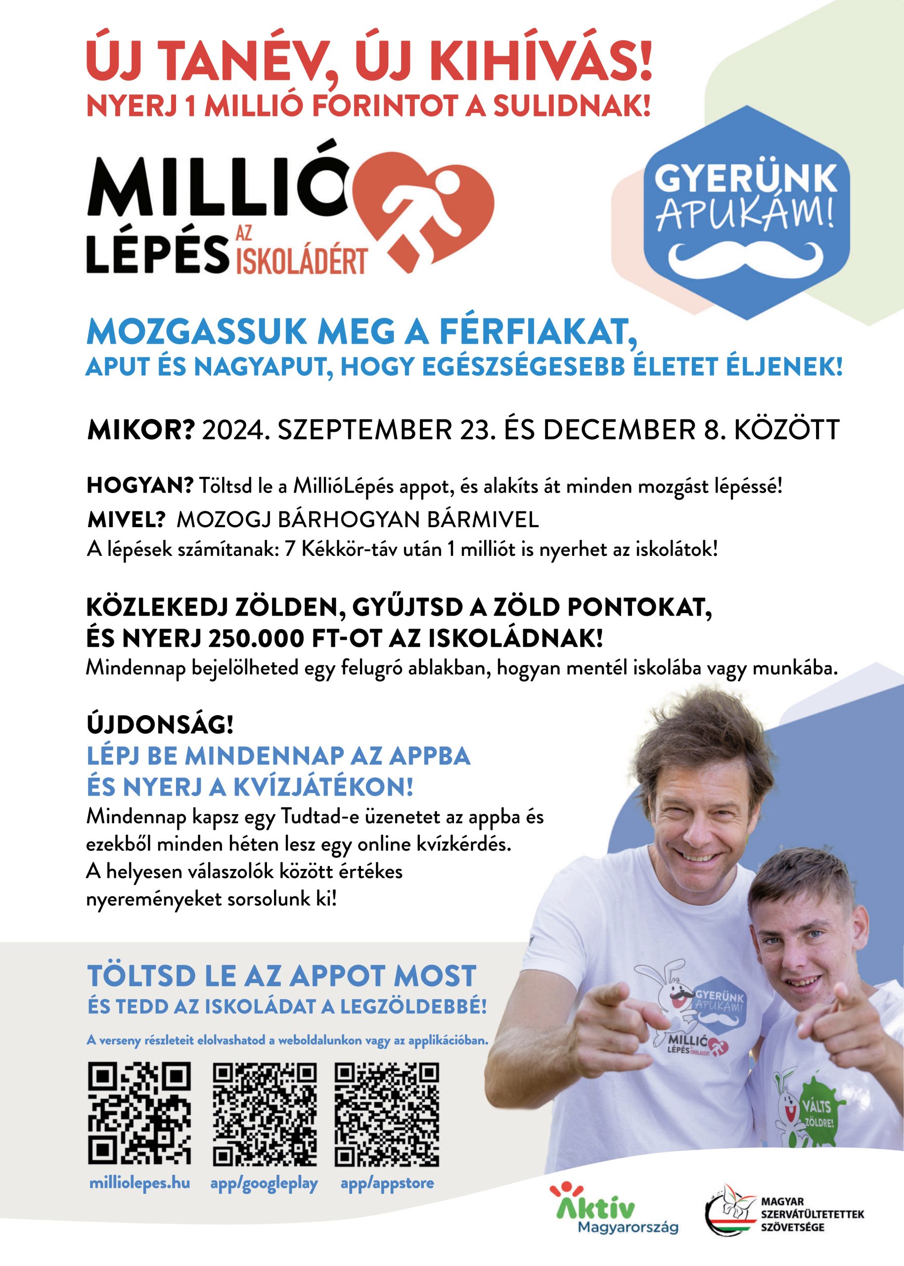 Felhívás – Millió lépés az iskoládért!