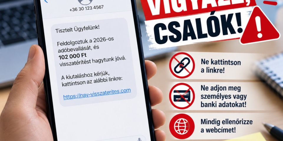 Visszatérítést ígér a csaló SMS – A NAV nevében próbálnak adatokat megszerezni