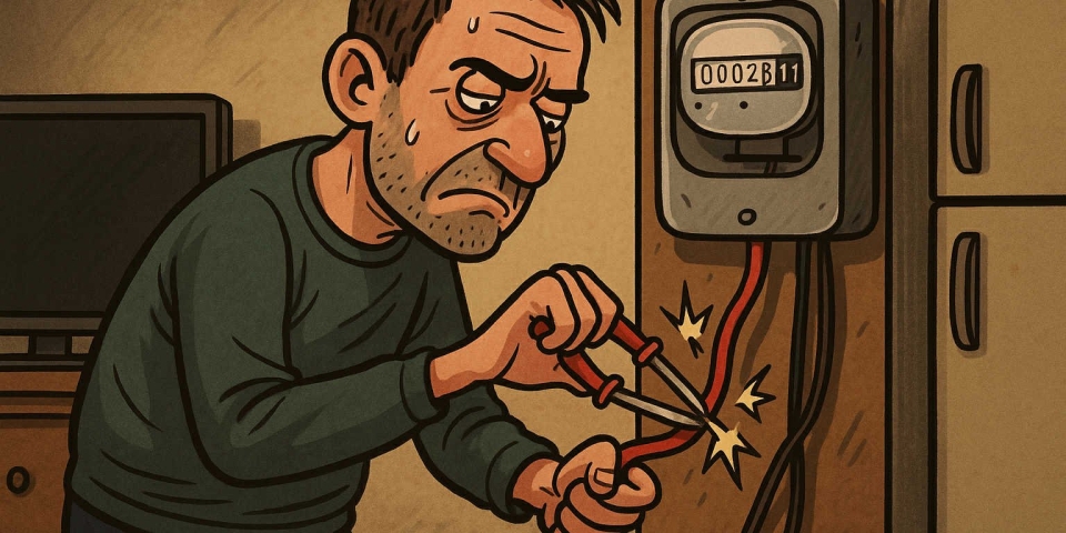 Hősugárzó és tv is működött a lopott áramról