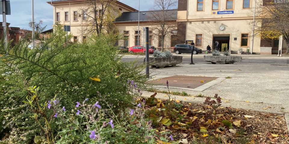 Fenntartható virágágyásokkal szépült a Vasútállomás környéke